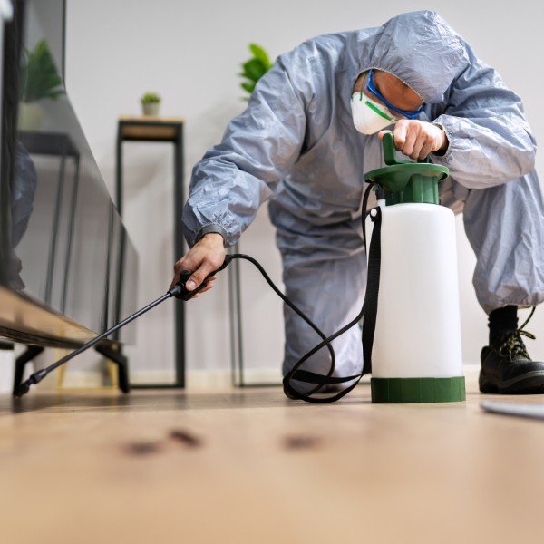 Pest control technician carrying out property survey